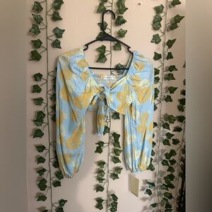 Floral Blue and Yellow Women's Top